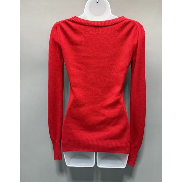 Express Womens Sweater Size S Red Long Sleeve Pullover Minimalist - Picture 2 of 6